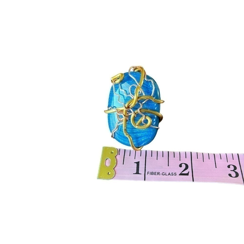 Handcrafted Woman’s Blue Stone Wired Ring - Picture 7 of 7
